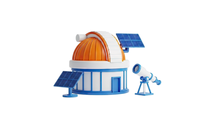 3D Render of Observatory with Telescope and Solar Panels
