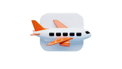 3D Rendered Airplane Icon with Orange Accents