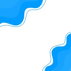 Blue liquid wave border with white outline. Abstract fluid shape corner frame design. Modern blue curved background template