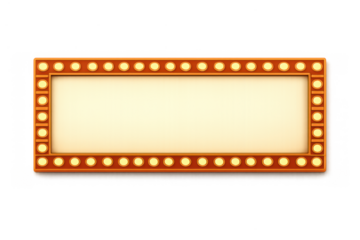Illuminating vintage cinema or theater sign border, creating an eye-catching entertainment display with transparent background