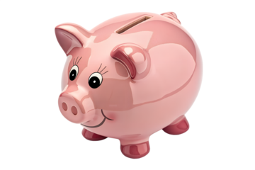 Pink piggy bank isolated on transparent background 
