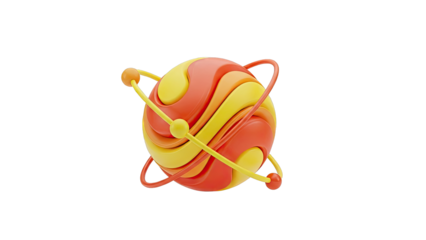 Abstract 3D sphere with orbiting rings