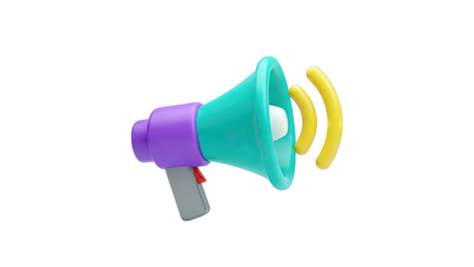 3D Icon of a colorful megaphone with sound waves