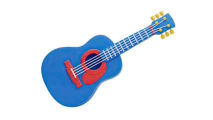 Blue and Red 3D Guitar Illustration