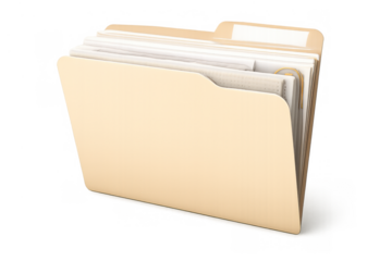 File folder with important documents and papers inside, representing organization, data management, business archives