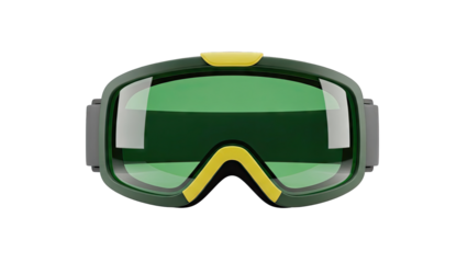 Green Ski Goggles with Yellow Accents