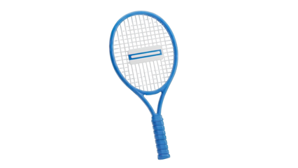 Blue Tennis Racquet with White and Blue Accent