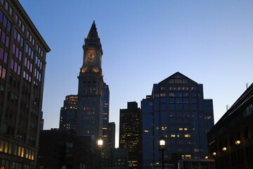 Night view of Boston city skyline
