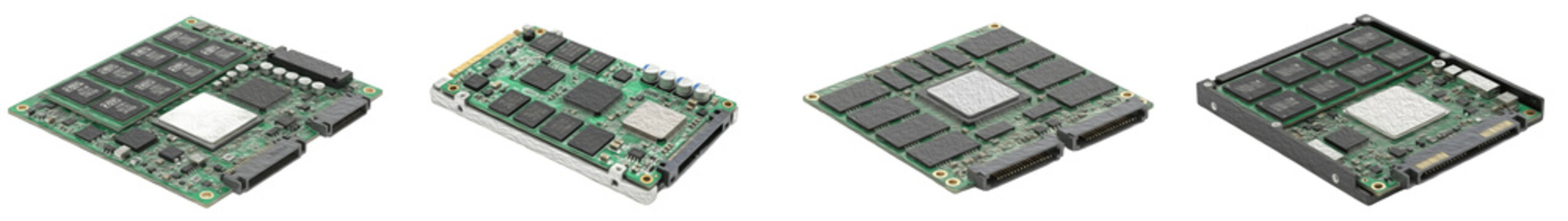 Set of Advanced Electronic Circuit Boards with Microchips and Integrated Components, High-Tech PCB Design for Computing, Engineering, and Innovation Projects, Ultra-Detailed Realistic Technology Illus