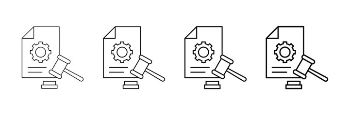 Regulatory Law Icons Vector Set In Different Stroke Line Style