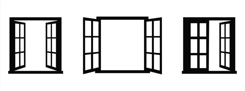 Open window on white background. Vector