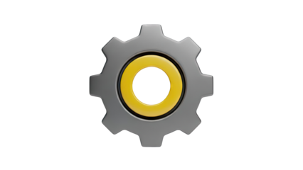 3D Gear Icon with Yellow Center