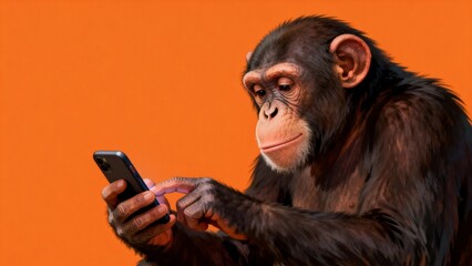 Monkey using smartphone