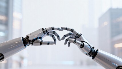 Two robotic hands reaching out