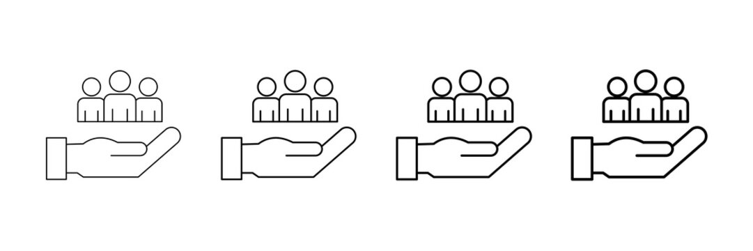 Care Team Icons Vector Set In Different Stroke Line Style