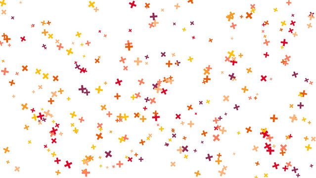 Colorful Abstract Plus Sign Pattern Scattered on White
