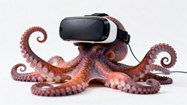 Octopus wearing virtual reality headset - Powered by Adobe