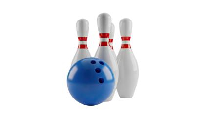 Bowling ball and pins