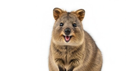 Obraz premium Adorable Quokka with a Happy Expression on a White Background.