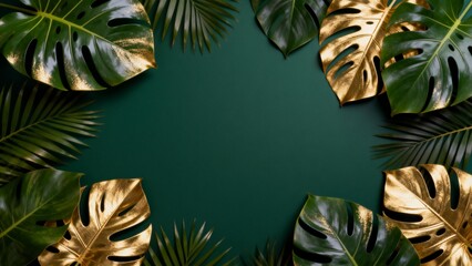 Tropical leaves with gold accents
