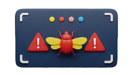 Bug alert icon with warning signs