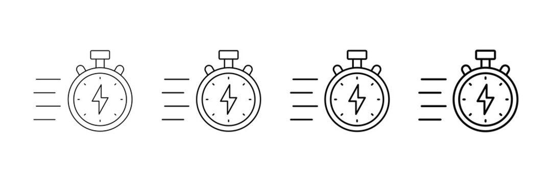 Quick Service Icons Vector Set In Different Stroke Line Style
