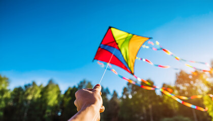 Colorful Kite Flying In Blue Sky