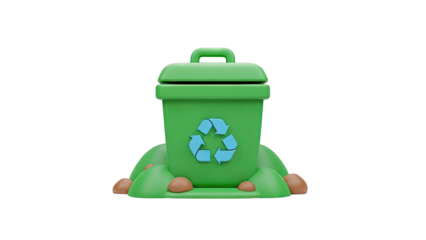 Green Recycling Bin with Blue Recycling Symbol
