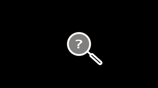 Magnifying glass with a question mark on a black background search research