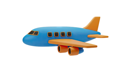 Blue and orange cartoon airplane