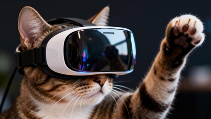 Cat wearing virtual reality headset