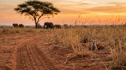 African safari in the dry natural landscape