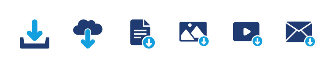 Upload icon set. File cloud data image document transfer. Solid icon collection.