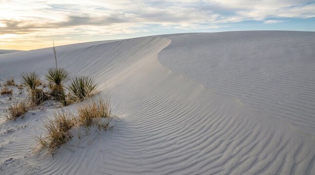 Desert sand dunes - white sand in arid dry climate - Powered by Adobe