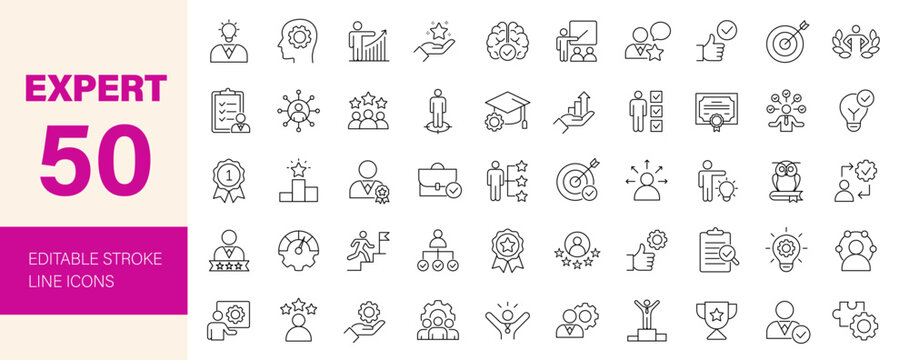 Expert icon set. Editable line icons. Vector illustration.
