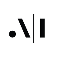This is a logo design that depicts an initial letters AI with a line in the middle in black color in simple geometric style.