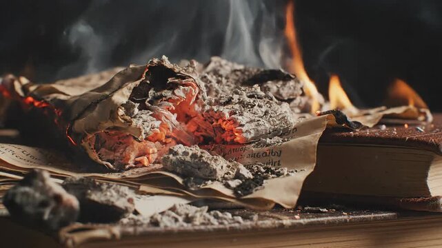 Book Burning: Destruction of Knowledge, Ashes, and Flames