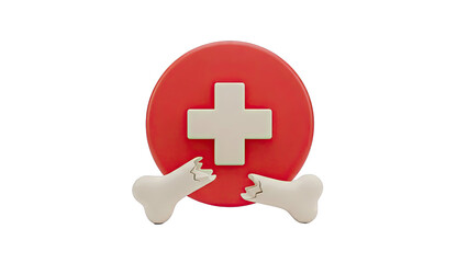 Obraz premium Medical Icon: Broken Bone with Red Cross