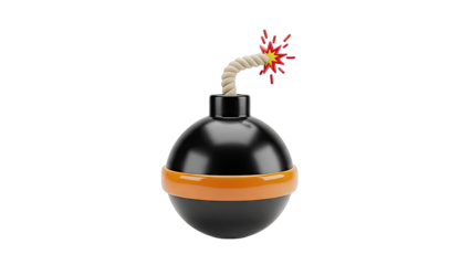 Cartoon Bomb with Burning Fuse
