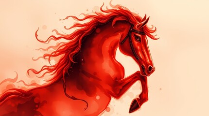 Red fire horse illustration