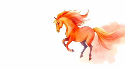 red horse isolated on white. Year of the horse, 2026.