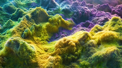 Colorful abstract landscape with textured hills