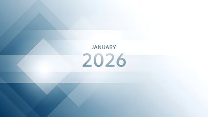 Modern abstract blue geometric background for January 2026 calendar or future planning, ideal for business presentations, technology interfaces, and corporate scheduling templates