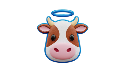 3D Render of a Cartoon Cow with a Halo