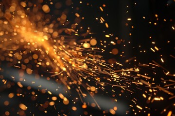 Obraz premium A vibrant display of sparks flying through the air, creating a mesmerizing pattern of light against a dark background.