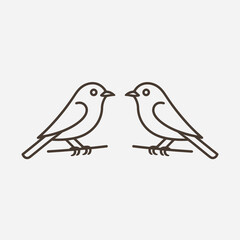 Two birds facing each other in a simple line art illustration