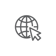 A globe with a cursor pointing to it digital world concept