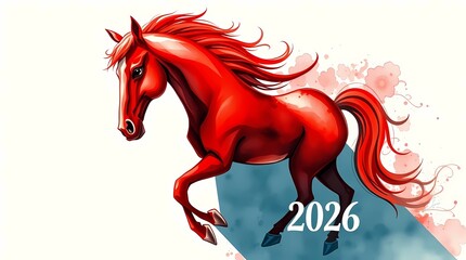 Illustration. Year of the horse. Chinese New Year, 2026.