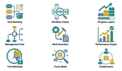 Obraz premium Abstract business icons email data transfer progress time management analysis growth