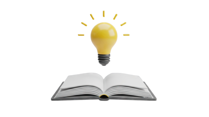 Book and Lightbulb symbolizing knowledge and ideas